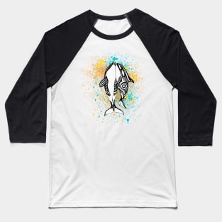 Two Orca whales Color Splash Baseball T-Shirt